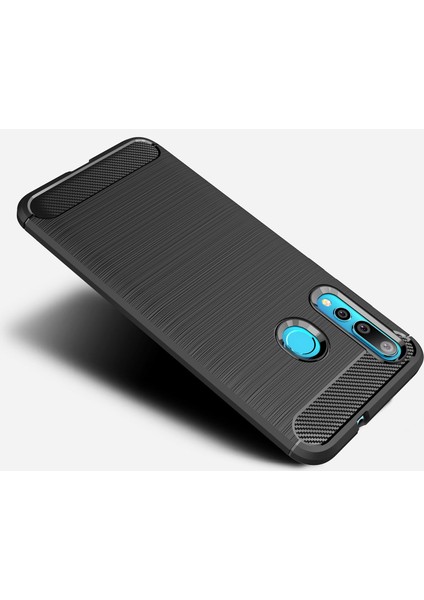 Huawei Nova 4 Brushed Carbon Fiber Silikon TPU Kılıf - Siyah