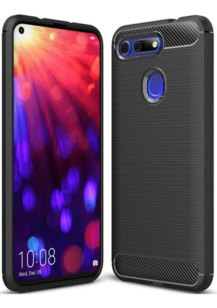 Huawei Honor View 20 Brushed Carbon Fiber Silikon TPU Kılıf - Siyah fiyatları