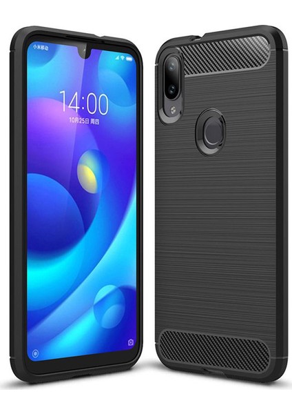 Xiaomi Mi Play Brushed Carbon Fiber Silikon TPU Kılıf - Siyah