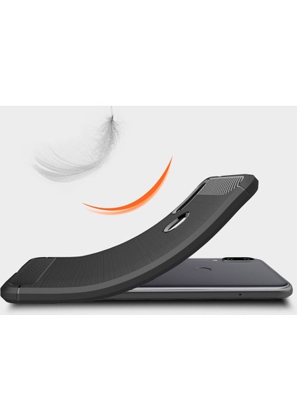 Xiaomi Mi Play Brushed Carbon Fiber Silikon TPU Kılıf - Siyah