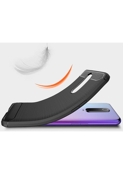 Oppo RX17 Pro Brushed Carbon Fiber Silikon TPU Kılıf - Siyah