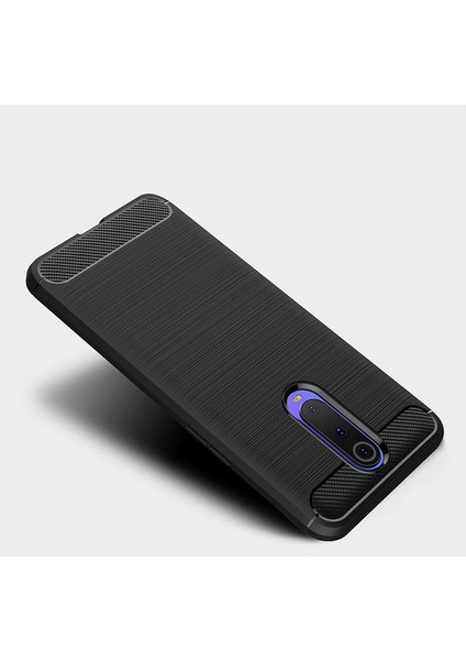 Oppo RX17 Pro Brushed Carbon Fiber Silikon TPU Kılıf - Siyah