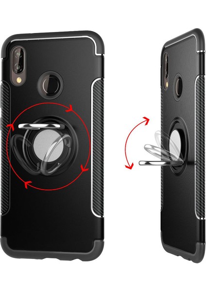 Huawei P Smart 2019 Yüzük Standlı Armor Silikon Kılıf - Siyah fiyatları