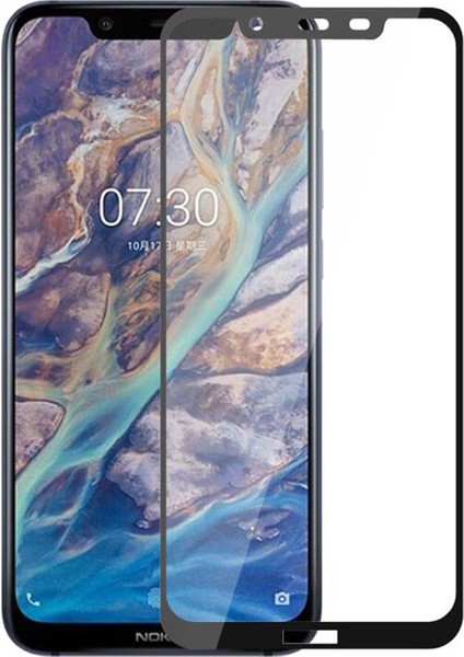 Nokia 8.1 Tam Kaplayan Çerçeveli Tempered Ekran Koruyucu - Siyah