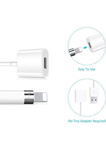 Apple Pencil için USB Şarj Kablosu - Beyaz