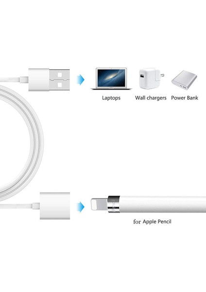 Apple Pencil için USB Şarj Kablosu - Beyaz