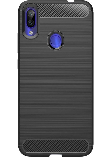 Xiaomi Redmi Note 7 Brushed Carbon Fiber Silikon TPU Kılıf - Siyah