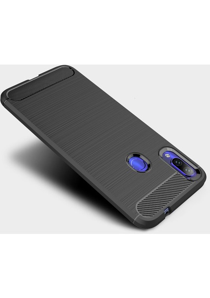 Xiaomi Redmi Note 7 Brushed Carbon Fiber Silikon TPU Kılıf - Siyah