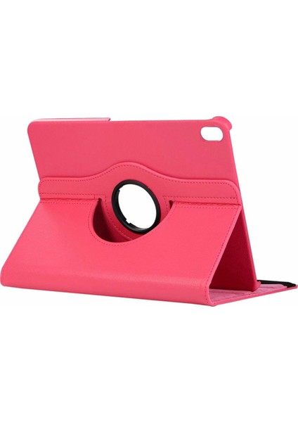 iPad Pro 12.9 2018 360 Derece Döner Standlı Deri Kılıf - Pembe