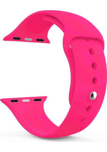 Apple Watch Uyumlu Series 2 38 mm Silikon Kordon Koyu Pembe