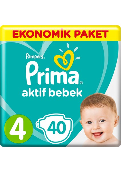 Bebek Bezi Aktif Bebek 4 Beden 40 Adet Maxi Ekonomik Paket