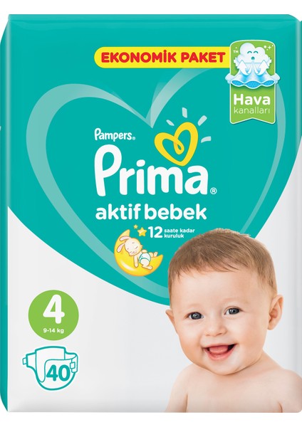 Bebek Bezi Aktif Bebek 4 Beden 40 Adet Maxi Ekonomik Paket