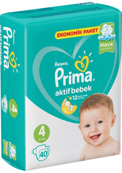 Bebek Bezi Aktif Bebek 4 Beden 40 Adet Maxi Ekonomik Paket