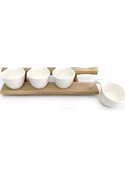 Ahşap Stoneware 5 Parça Sosluk Set