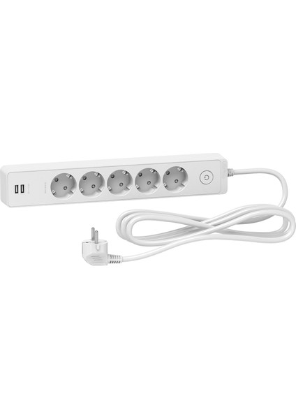 Schneider Electric Unica 5'Li 1,5 Metre Grup Priz Beyaz, 2 Usb Çıkışlı