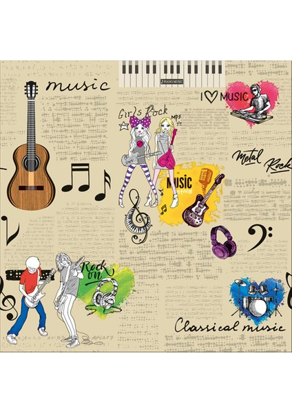 New Art 1013-B Müzik Temalı Duvar Kağıdı
