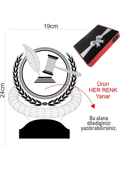 Sevgilambası Hakim Hediyesi Kişiye Özel 3 Boyutlu Adalet Led Lamba