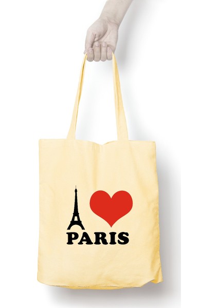 I love Paris Desenli Ham Bez Omuz Çantası