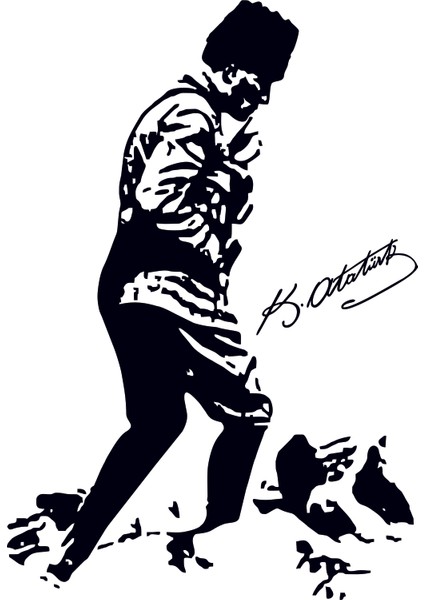 Design'dan Mustafa Kemal Atatürk Silüet Duvar Sticker