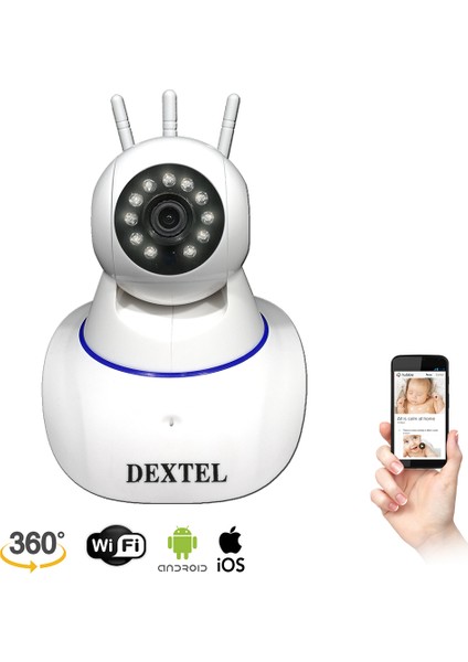 360º Gerçek Hd Wifi Kablosuz 3 Antenli IP Bebek ve Güvenlik Kamerası