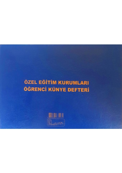 Özel Eğitim Kurumları Öğrenci Künye Defteri Cilt Kapak