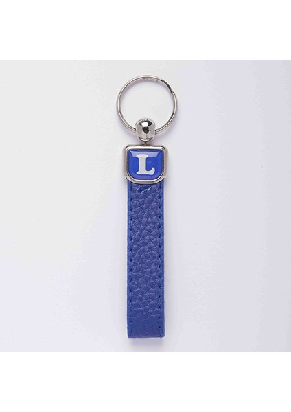 Yeni124 Deri Saplı Harf Anahtarlık Mavi