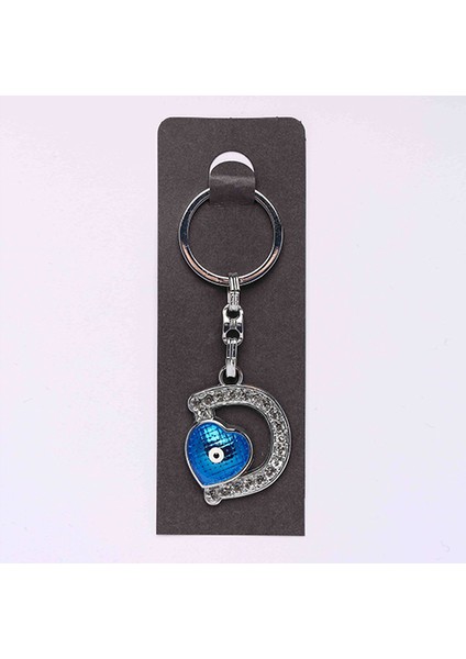 Yeni155 Nazar Boncuklu Krom Ve Taşlı Harf Anahtarlık