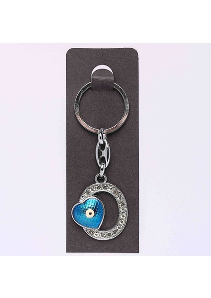Yeni156 Nazar Boncuklu Krom Ve Taşlı Harf Anahtarlık