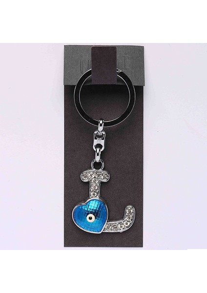 Yeni159 Nazar Boncuklu Krom Ve Taşlı Harf Anahtarlık