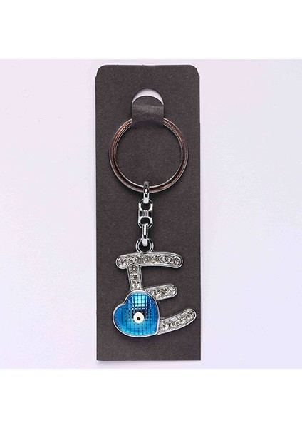 Yeni160 Nazar Boncuklu Krom Ve Taşlı Harf Anahtarlık