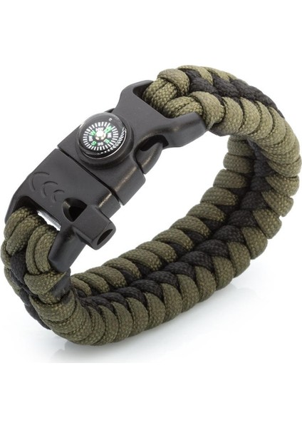 Pusula Ateş Başlatıcılı Düdüklü Paracord Survival Bileklik