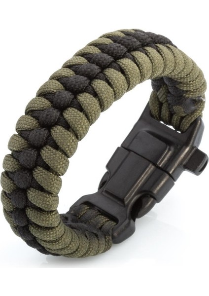 Pusula Ateş Başlatıcılı Düdüklü Paracord Survival Bileklik