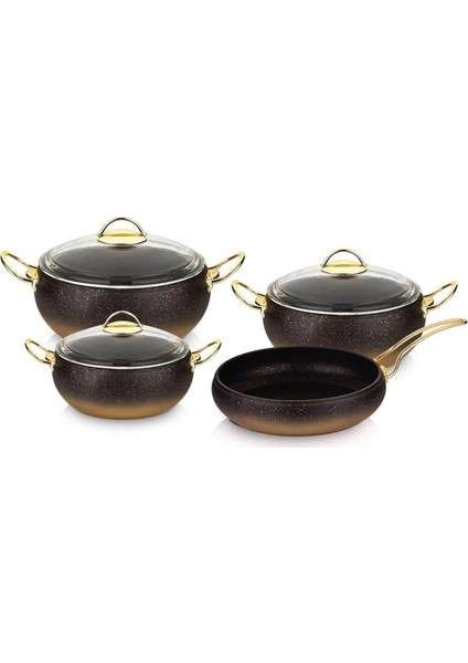 7pcs Granit Küre Tencere Seti Cam Kapak