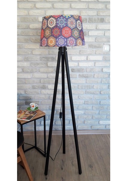 Mandela 3 Ayak Serisi Beşgen Desen Mor Şapka / Siyah Ayak