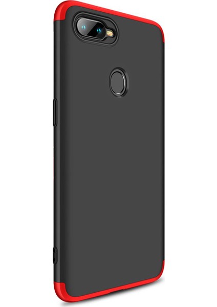 Oppo F9 / F9 Pro Kılıf Double Dip 360 Protective Siyah Kırmızı