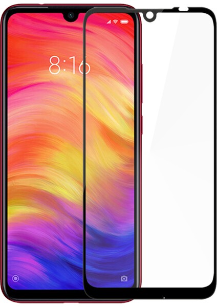 Xiaomi Redmi Note 7 Pro Tam Kaplayan Temperli Cam Ekran Koruyucu Siyah