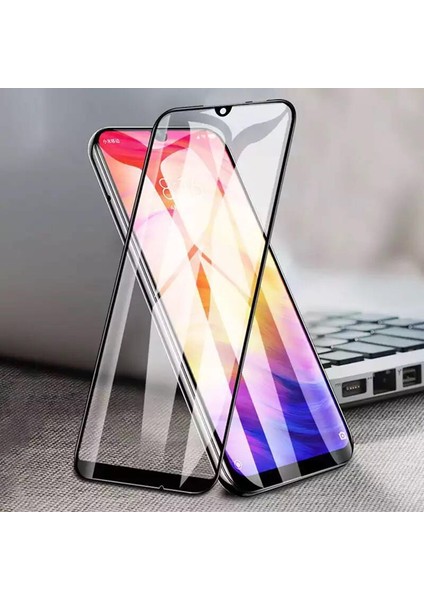 Xiaomi Redmi Note 7 Pro Tam Kaplayan Temperli Cam Ekran Koruyucu Siyah