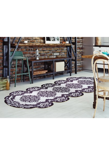 Figürlü Özel Kesim Yıkanabilir Kaymaz Taban Halı 107 Siyah ( 80 X 300 )
