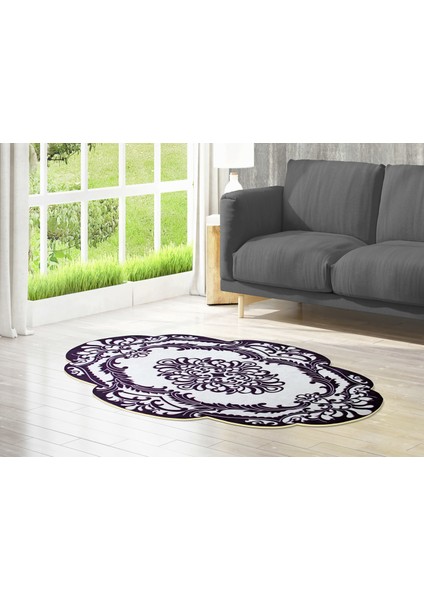 Figürlü Özel Kesim Yıkanabilir Kaymaz Taban Halı 107 Siyah ( 160 X 230 )