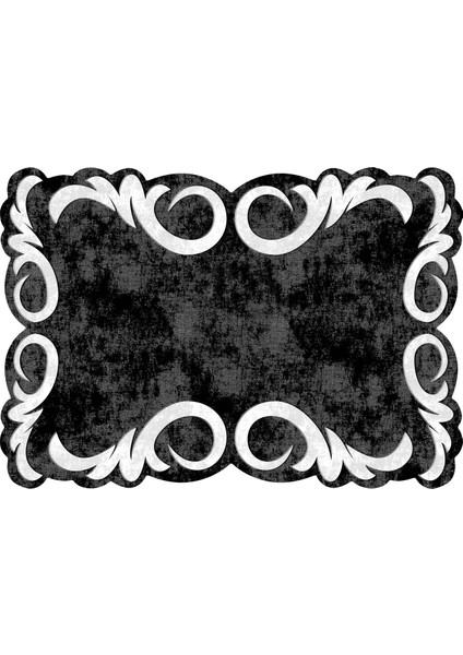 Figürlü Özel Kesim Yıkanabilir Kaymaz Taban Halı 118 Siyah ( 80 X 150 ) fiyatları