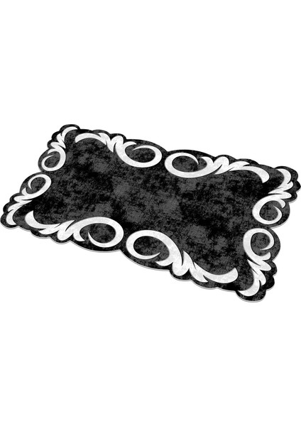 Figürlü Özel Kesim Yıkanabilir Kaymaz Taban Halı 118 Siyah ( 80 X 150 ) modelleri