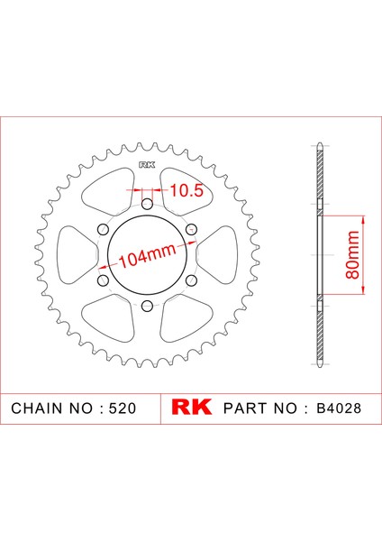 Kawasaki Z 750 R RK Çelik Arka Dişli B4028-43 (2011-2012)