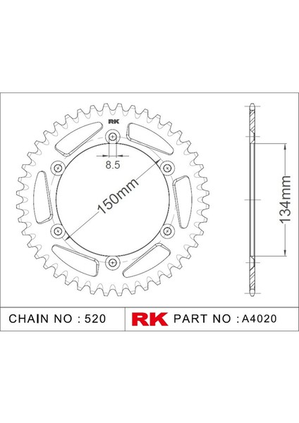 Kawasaki KX 125 RK Aluminyum Arka Dişli A4020-49-1A  (1992-1995)