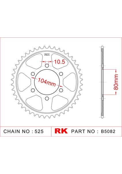 Kawasaki Z 900 RK Çelik Arka Dişli B5082-44 (2017-2018)