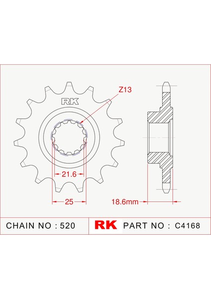 Kawasaki Z 800 RK Çelik Ön Dişli C4168-15 (2013-2016)