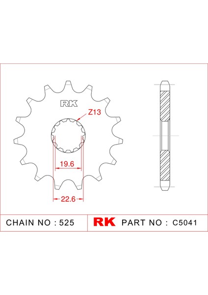 Suzuki DL 1000 V-STROM RK Çelik Ön Dişli C5041-17 (2002-2010)