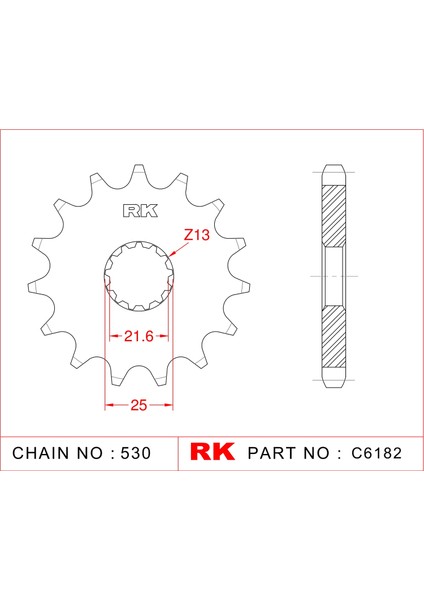 Suzuki GSX-R 1300 HAYABUSA RK Çelik Ön Dişli C6182-17 (1999-2007)