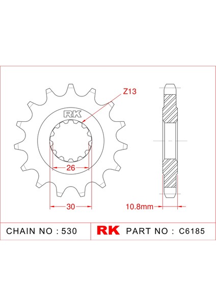 Yamaha XJR 1300 RK Çelik Ön Dişli C6185-17 (1999-2001)
