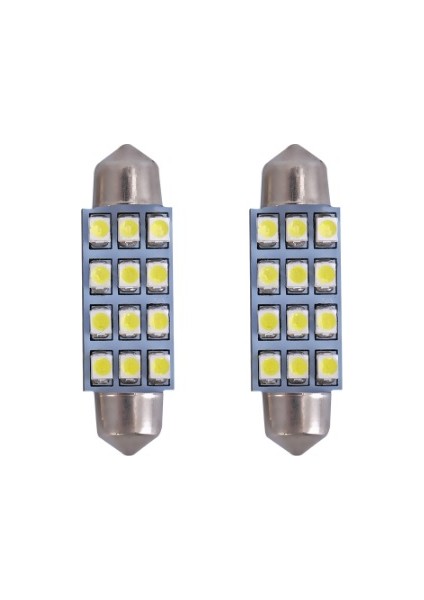 Sun Led Sofit Oto Led Ampulü 41Mm Beyaz 12 Smd