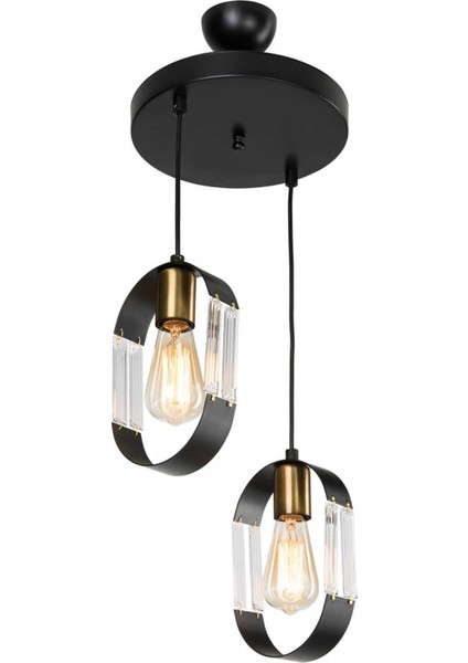 AV-65185-2T-BSY Siyah Boyalı Modern Avize E27 Metal Cam 25cm